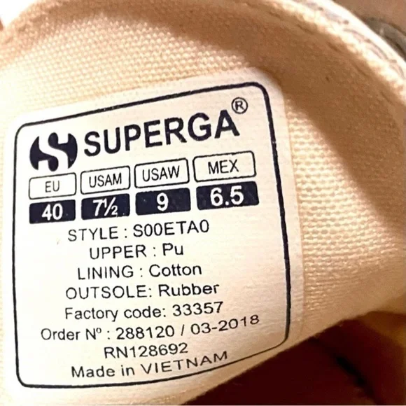 Superga White Iridescent Hologram Sneakers Trainers Size 9 Silver Metallic - Picture 14 of 16